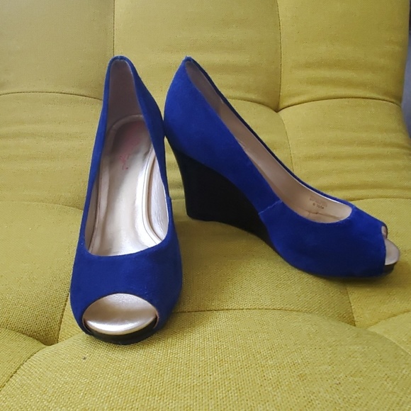Lilly Pulitzer Shoes - Lilly Pulitzer Blue Suede Wedges Size 6.5 M